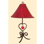 RED SHADE & HEART LAMP