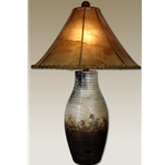 Clay Lamp with Triangular Rawhide Shade