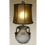 Clay Lamp with Oval Rawhide Shade