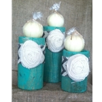 Turquoise Candle Holder White/Black Chevron