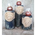 Black Candle Holder with Beige Floral Design